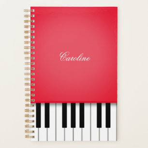 Agenda Cherry Red Piano Teclado Música Personalizada