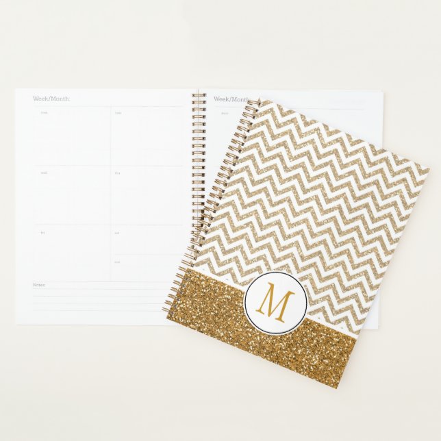 Agenda Chevron Purpurina Gold Glam Faux (Demostración)