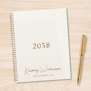 Agenda Chic Gold Firma Monograma Escritura Crema Negocios