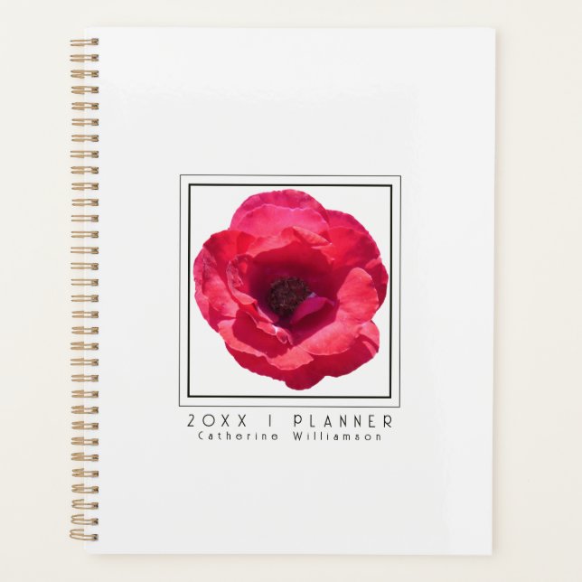 Agenda Chic Modern Red Rose Floral Name 2026 (Anverso)
