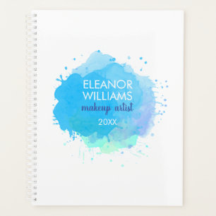 Agenda Chic Moderno Borron Abstracto De Acuarela Azul Neg