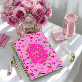 Agenda Chic y divertido rosa caliente y verde glamour “Lo