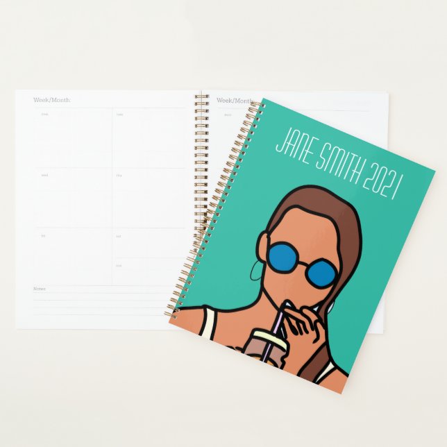 Agenda chica adolescente entre arte pop chica colorido (Demostración)