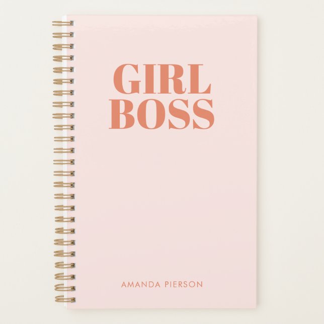 Agenda CHICA BOSS Pink Red Retro Calligraphy Planner (Anverso)