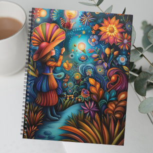 Agenda Chica caprichoso colorido con flores florecientes