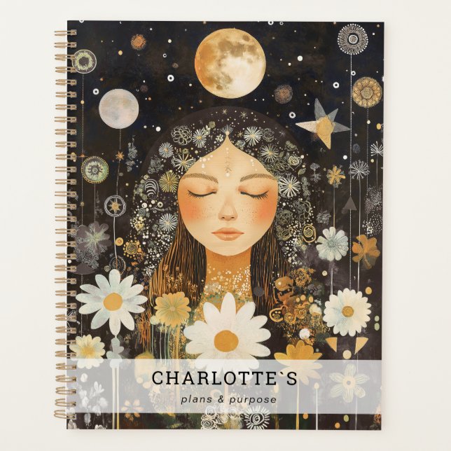 Agenda Chica Cósmica Luna Boho (Anverso)