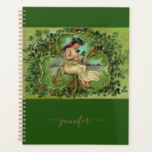 Agenda Chica de cosecha con Shamrock personalizado feliz