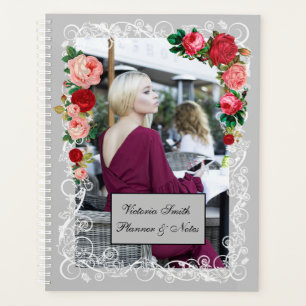 Agenda Chica De Fondo Gris Moda Moderna Elegante Rojo