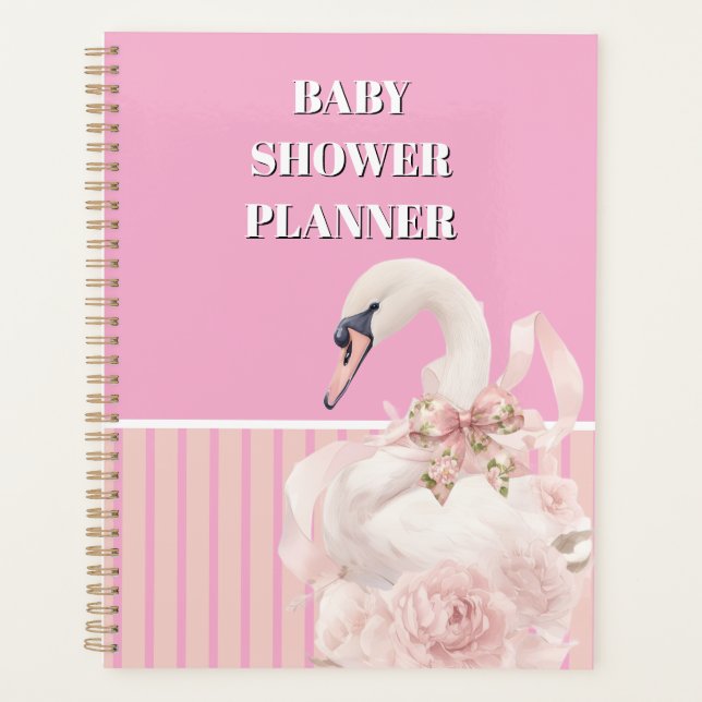 Agenda Chica de lazo rosa Baby Shower (Anverso)