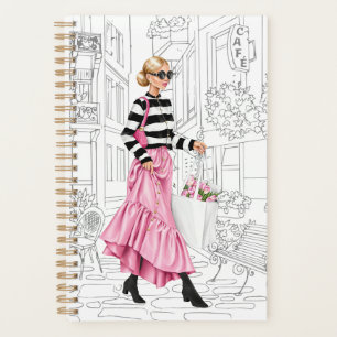 Agenda Chica de moda bonita con bolso en París
