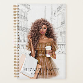 Agenda Chica Guapa con Café y Bolsas de Compras
