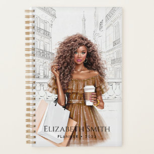 Agenda Chica Guapa con Café y Bolsas de Compras
