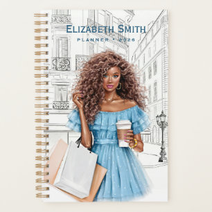 Agenda Chica Guapa con Café y Bolsas de Compras