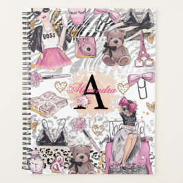 Agenda Chica Jefe Ilustracion negro de lujo rosa