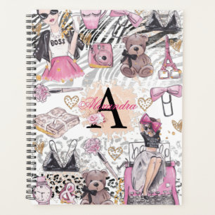 Agenda Chica Jefe Ilustracion negro de lujo rosa