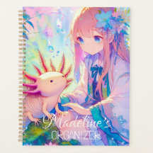 Chica Pastel Anime y un Axolotl personalizado