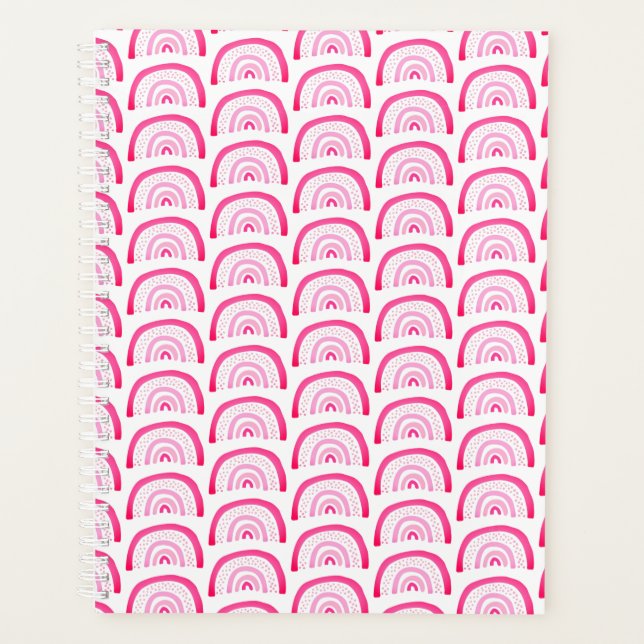 Agenda Chicas Modernas Patrón Arcoíris Rosa (Anverso)