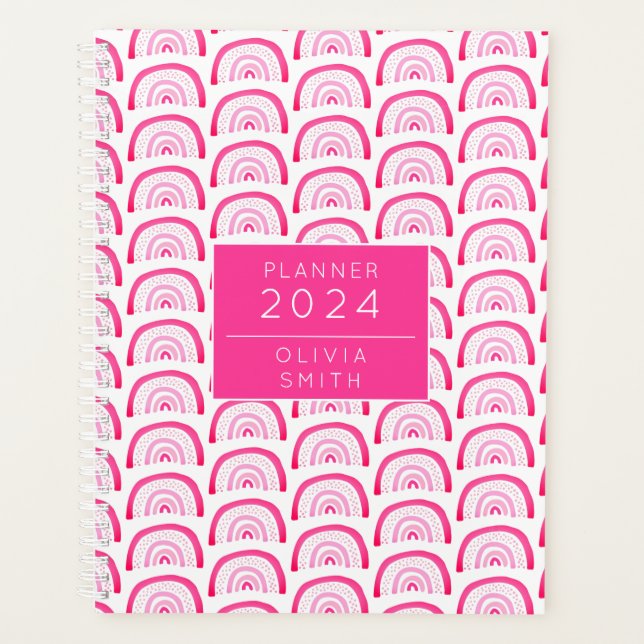 Agenda Chicas Modernas Patrón de Arcoíris Rosa Anual (Anverso)