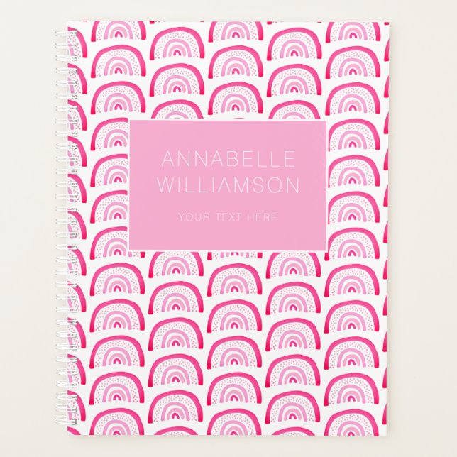 Agenda Chicas Modernas Patrón de Arcoíris Rosa Anual (Anverso)