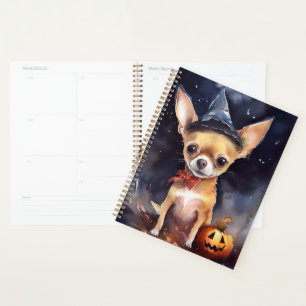 Agenda Chihuahua de Halloween con calabazas temerosas