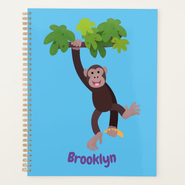 Agenda Chimpancé lindo en personalizado colgante de la ju (Anverso)