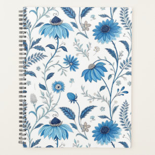 Agenda Chinoiserie Blue Echinacea Pattern