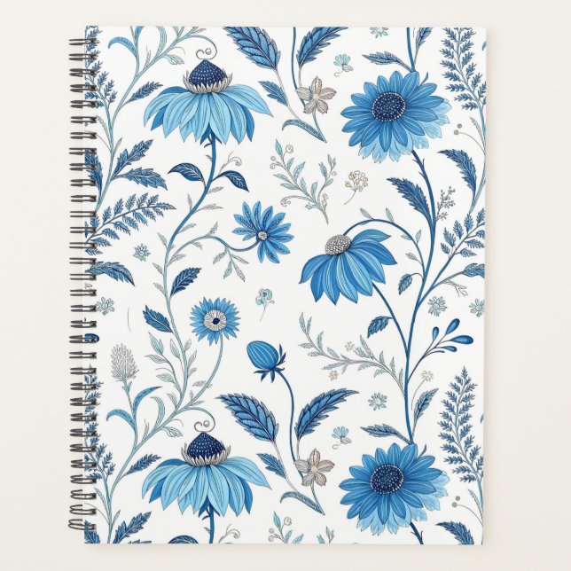 Agenda Chinoiserie Blue Echinacea Pattern (Anverso)