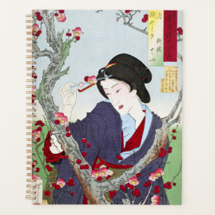 Agenda Chinoiserie Dama Japonesa y Flor de Cerezo Roja
