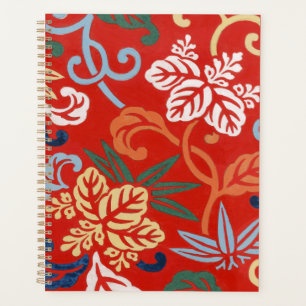 Agenda Chinoiserie Floral Japonés Rojo Kimono Hawaiano