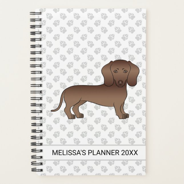 Agenda Chocolate de pelo corto Dachshund Cartoon Perro y  (Anverso)