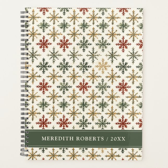 Agenda Christmas Holiday Snowflakes Pattern Personalized (Anverso)