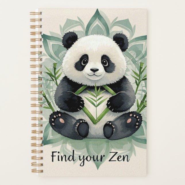 Agenda Chubby panda sentado en la pose del loto Zen (Anverso)