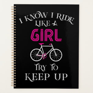 Agenda Ciclista femenina Chica ciclista en bicicleta