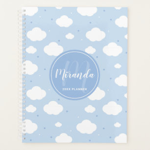 Agenda Cielo azul lindo con monograma y nombre Personaliz
