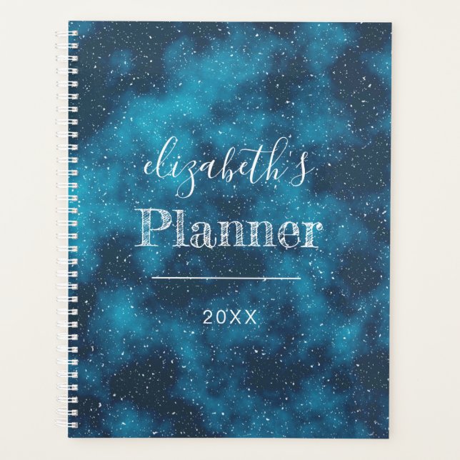 Agenda Cielo Nocturno Estrellado Personalizado Azul 2024 (Anverso)