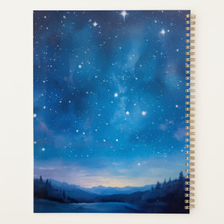 Agenda Cielo nocturno soñador estrellado sobre óleo de pa