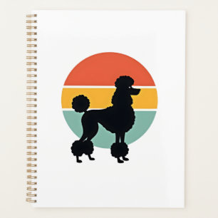Agenda Círculo de silueta de perro retro puesta de sol po