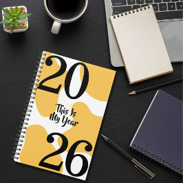 Agenda Cita anual simple elegante negro blanco dorado