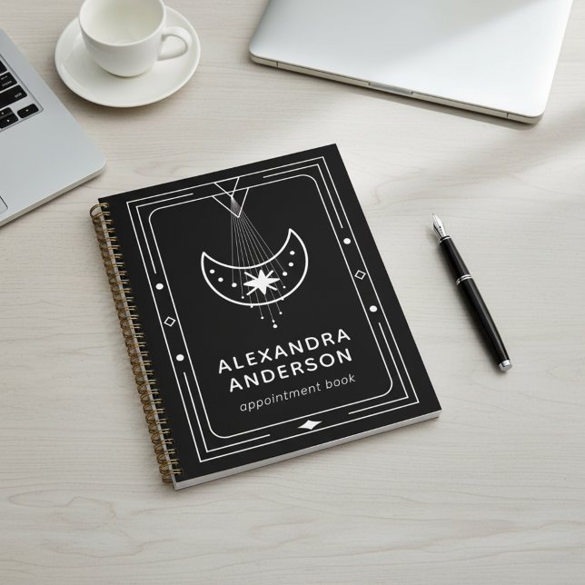 Agenda Cita Celestial Starry Crescent Moon (Framed Celestial Starry Crescent Moon Appointment Planner)