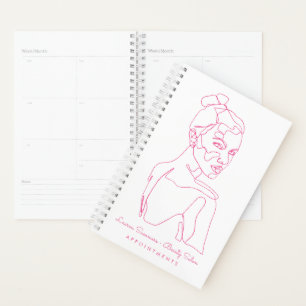 Agenda Cita de belleza de dibujo de línea rosada femenin