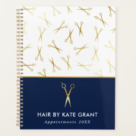 Agenda Cita de Faux Gold Scisor Blue Hair Stylist