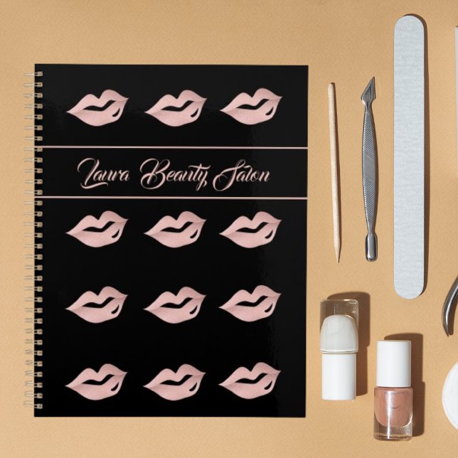 Agenda Cita de Glam Rosa Gold Lips y Black Salon (Subido por el creador)