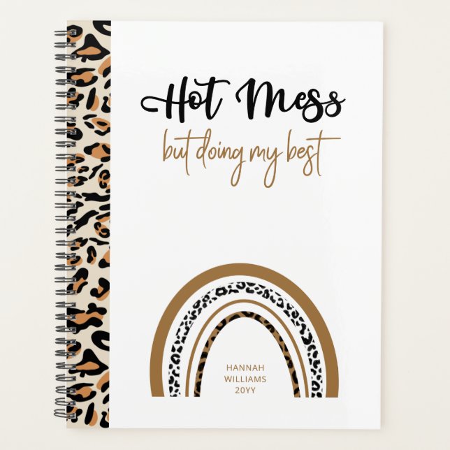 Agenda Cita de Hot Mess Leopardo animal Imprimir arcoiris (Anverso)