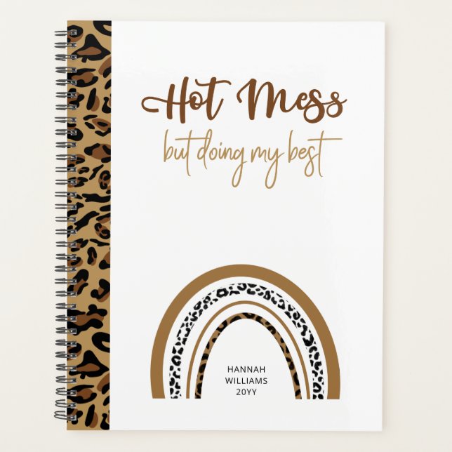 Agenda Cita de Hot Mess Leopardo Imprimir arcoiris (Anverso)