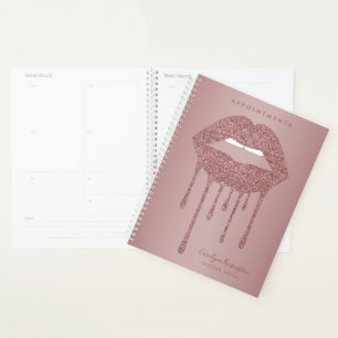 Agenda Cita de maquillaje de los labios de goteo de Rosa