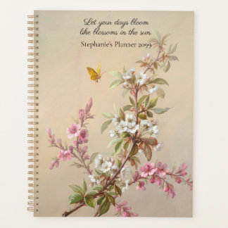 Agenda Cita de mariposa rosada en blanco vintage