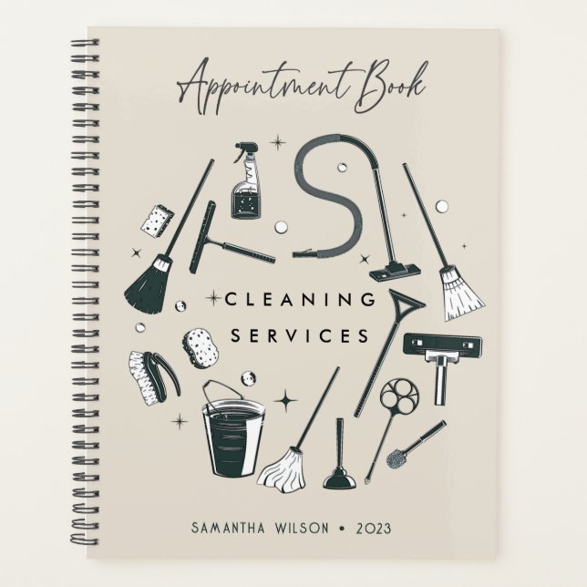 Agenda Cita de servicios de limpieza púrpura de Pastel (Anverso)