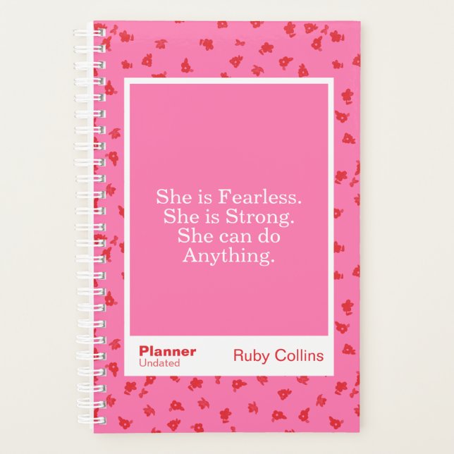 Agenda Cita inspiradora floral rosa sin miedo (Anverso)