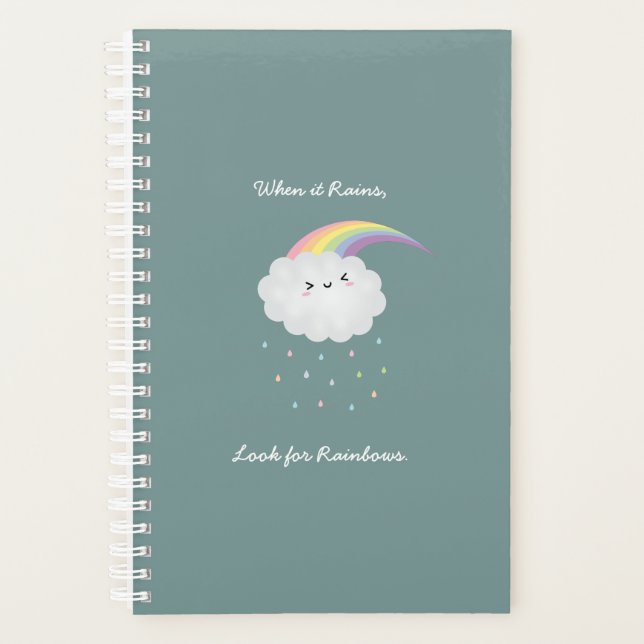 Agenda Cita Inspiradora sobre la lluvia arcoiris suave (Anverso)