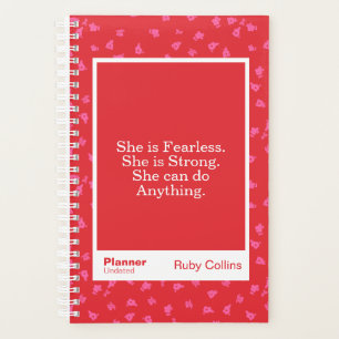 Agenda Cita Motivacional Floral Roja Sin Miedo